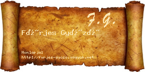 Fürjes Győző névjegykártya
